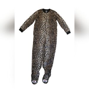 Nick & Nora Leopard Print Women's Pajama Onesie Size Small